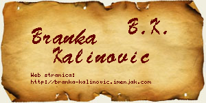 Branka Kalinović vizit kartica